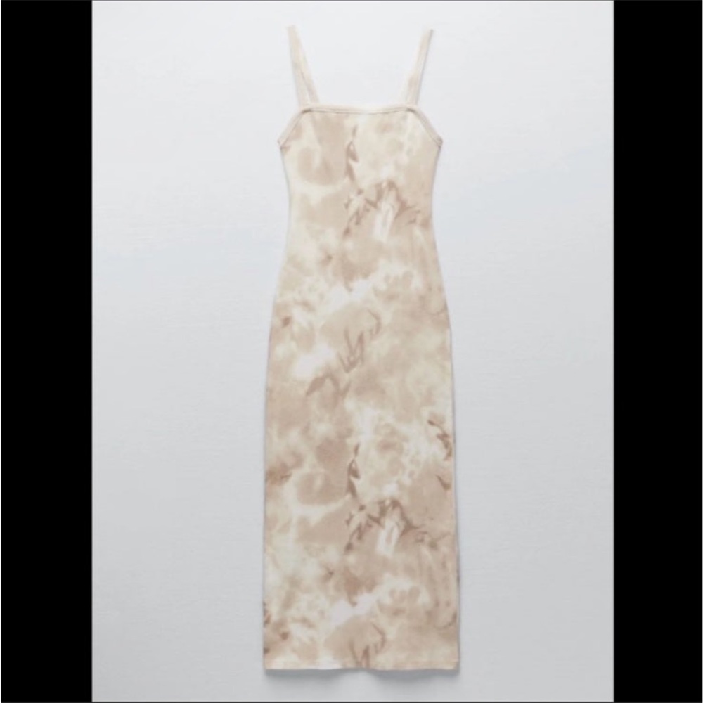 ZARA Tie-Dyed Ribbed MIDI Dress - Med